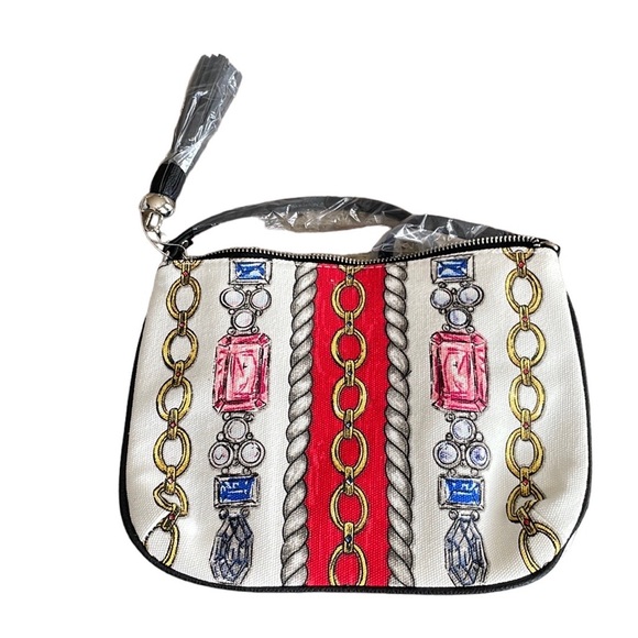 Brighton Glitter & Go Pouch Crossbody Purse Bag Tassel Canvas NWT. - Picture 2 of 4